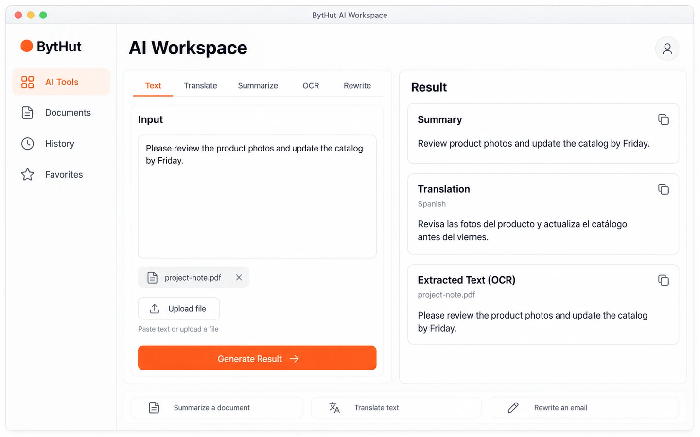 Source document · Extract with OCR · Editable result · Illustrative preview